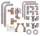 Vaillant Zubehörset mit verschiedenen Rohren, Armaturen und Verbindungsteilen aus Edelstahl und Messing, geeignet für Heizungsinstallationen.